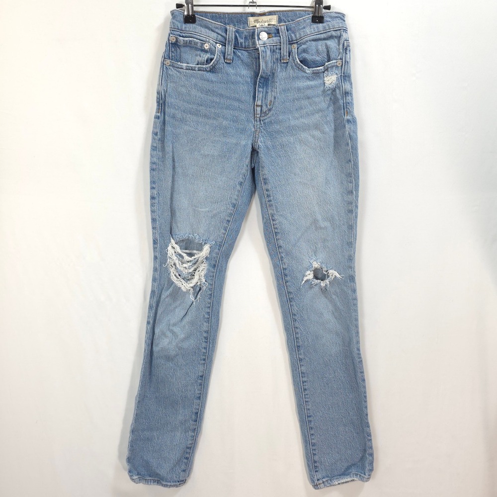 Madewell The Slim Boyjean Distressed Light Wash Denim Women 23 Boyfriend Classic